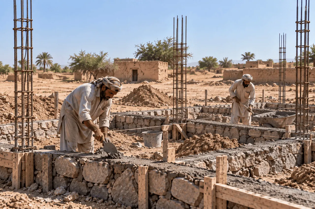 masjid under construction in pakistan desert